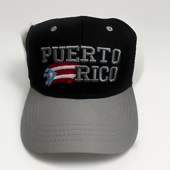 Puerto Rico Embroidered Adjustable‎ Cap Black Gray 100% Cotton Unisex Casual Hat - Picture 2 of 10